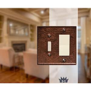 Pure Copper Hand Hammered 1 Toggle/1 Rocker Wall Plate