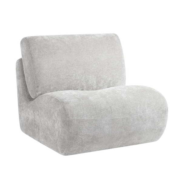 Modern Light Gray Chenille Swivel Lazy Sofa Accent Chair with Armless (Set-1)