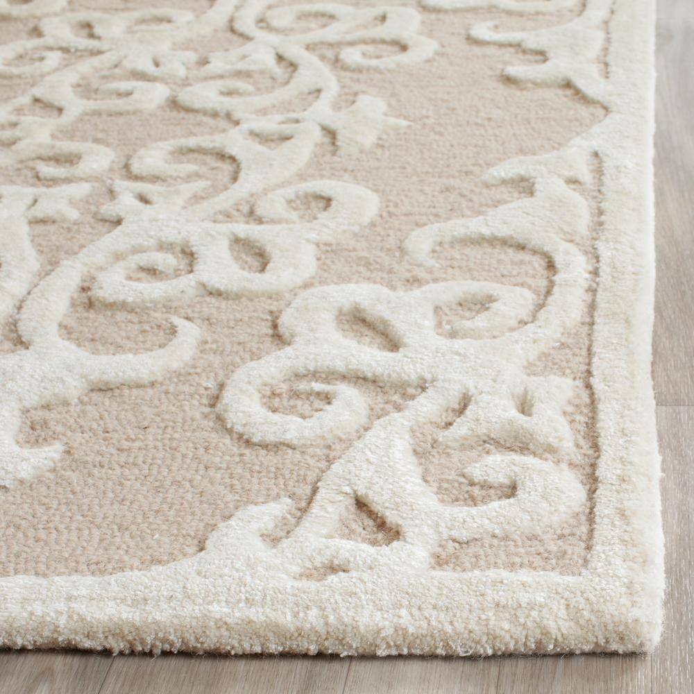 Sand/Ivory Tufted Wool and Viscose 2' x 3' Area Rug