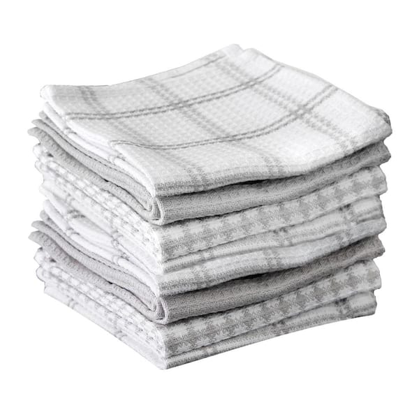 T-fal Gray Coordinating Flat Waffle Weave Cotton Dish Cloth Set of