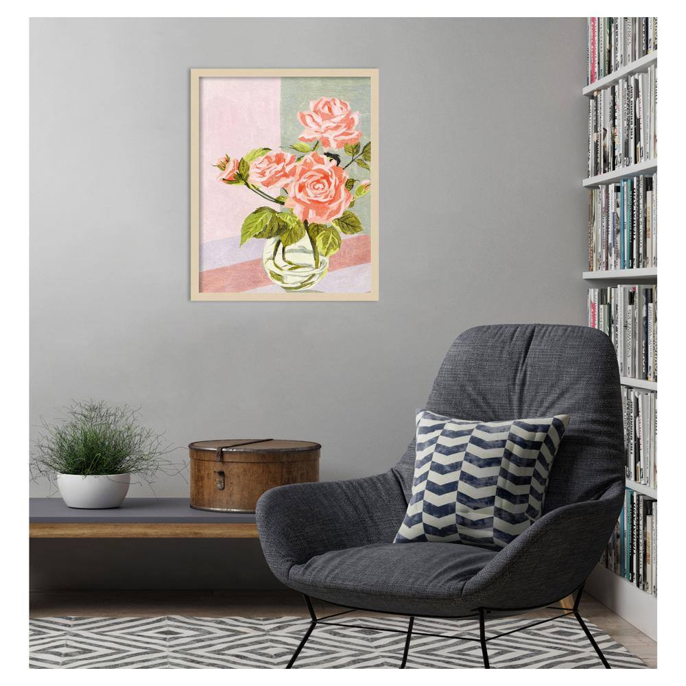 Douces Roses I Pink and Green Framed Wall Art Print