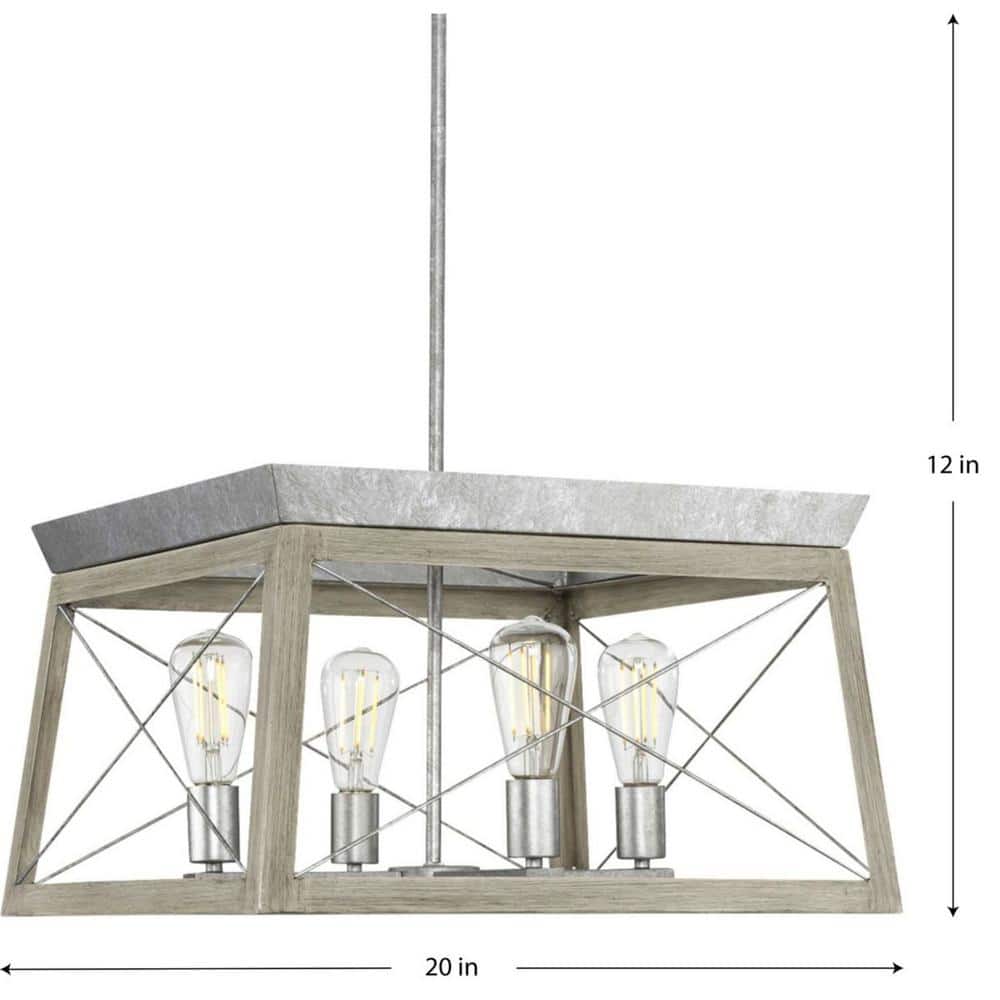 Briarwood Galvanized Finish Rectangular Rustic Chandelier