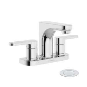 Identity 4 in. Centerset 2-Handle Bathroom Faucet with Push Pop Drain in Polished Chrome (1.0 GPM)