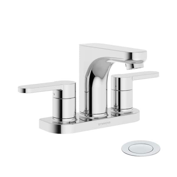 Symmons Identity 4 in. Centerset 2-Handle Bathroom Faucet with Push Pop Drain in Polished Chrome (1.0 GPM)