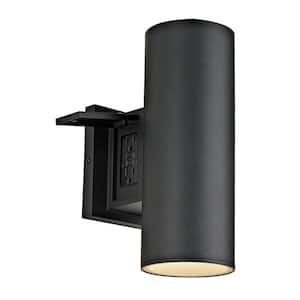 Turrill 13.39 in. Matte Black Outdoor Wall Cylinder Light Up Down