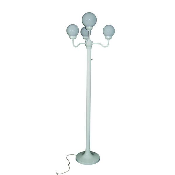Polymer Products 76 in. Outdoor White Four Globe Luminaire Floor Lamp with Stand