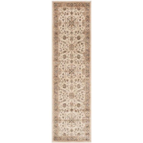 SAFAVIEH Vintage Stone/Caramel 2 ft. x 8 ft. Border Runner Rug