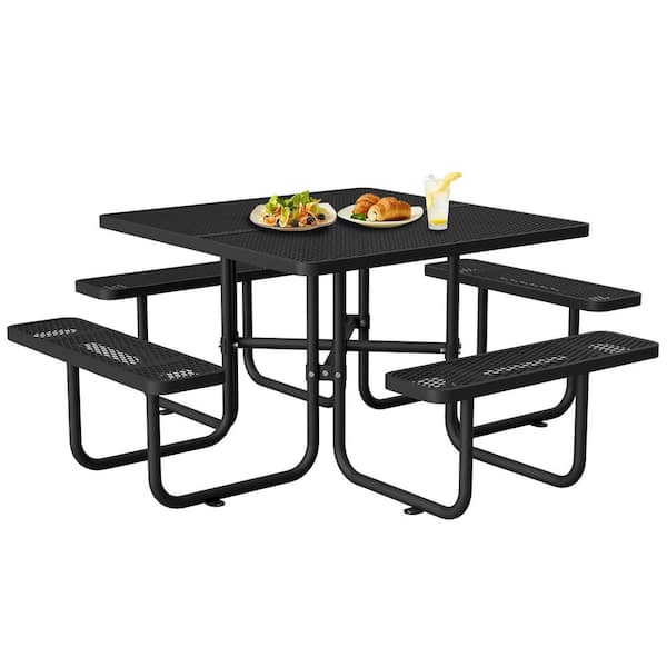 【激レア 】MountainResearch picnicseat black Hohuqeri 78.74 in. Black Square Steel Picnic Table Seats 4-8