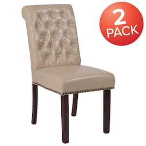 Beige Leather Dining Chairs (Set of 2)