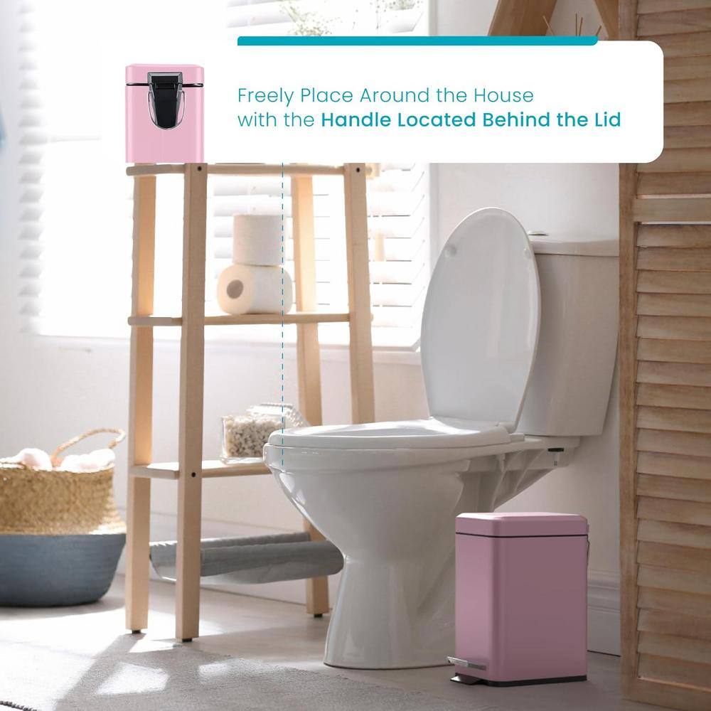 Matte Pink Stainless Steel 1.3 Gallon Bathroom Trash Can
