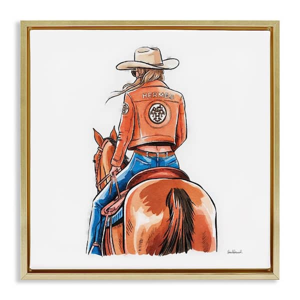 Stupell Industries Fashionable Chic Cowgirl by Amanda Greenwood Gold Floater Frame People Graphic Art Print 25 in. x 25 in.