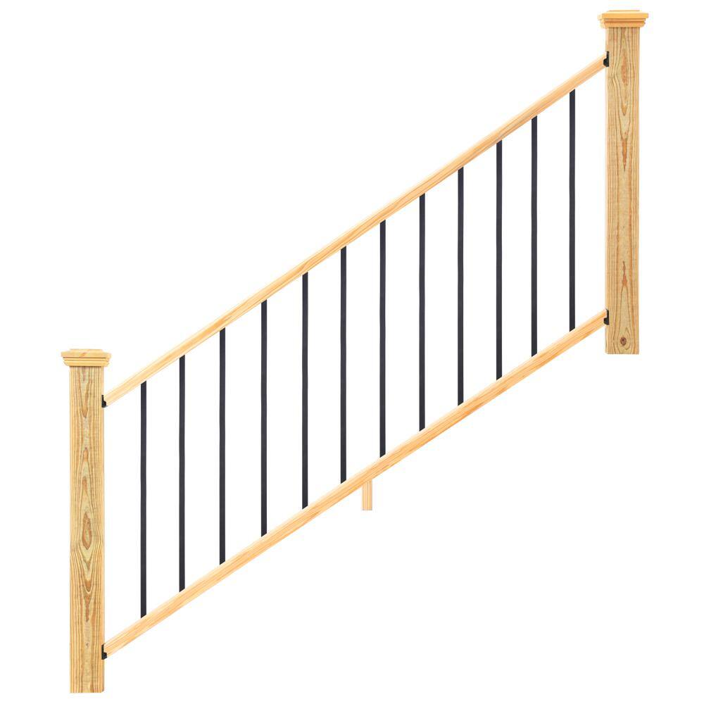ProWood 6 ft. Southern Yellow Pine Moulded Stair Rail Kit with Aluminum ...