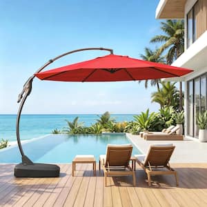 grand patio deluxe 11.5 ft curvy aluminum offset umbrella 11 Cantilever with Base Outdoor Large Round Hanging Umbrella for Garden Backyard (Black & White, 11 FT) : Patio, Lawn & Garden Features High Grand patio 11 FT Cantilever