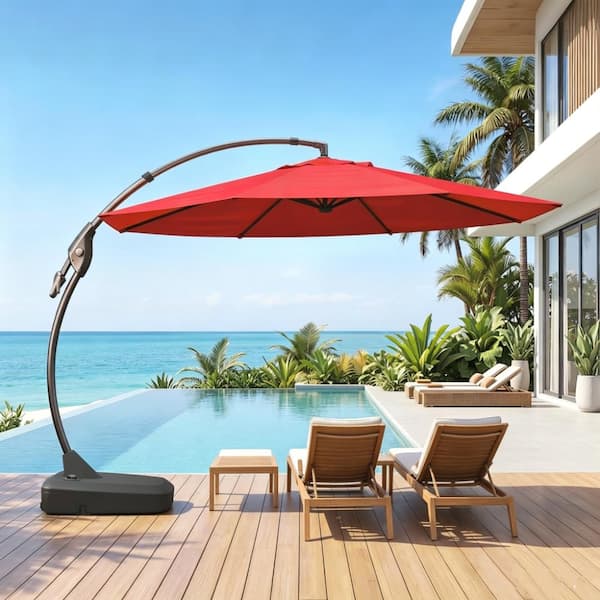 cantilever patio umbrella square Square Cantilever Aluminum Outdoor 10Ft Umbrella, Bronze Green/Khaki, West Elm