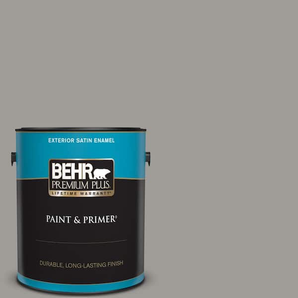 BEHR PREMIUM PLUS 1 gal. #BNC-17 Casual Gray Satin Enamel Exterior Paint & Primer