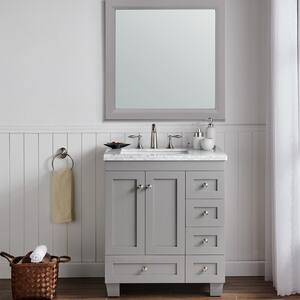 Acclaim 28 in. W x 22 in. D x 33 in. H Bathroom Vanity in Gray with White Carrara Marble Top with White Sink