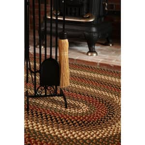 Country Medley Navy Blue Multi 7 ft. x 9 ft. Oval Indoor/Outdoor Braided Area Rug