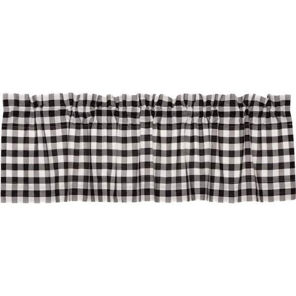 VHC BRANDS Annie Buffalo Check 60 in. W x 16 in. L Cotton Rod Pocket Farmhouse Valance in Black White