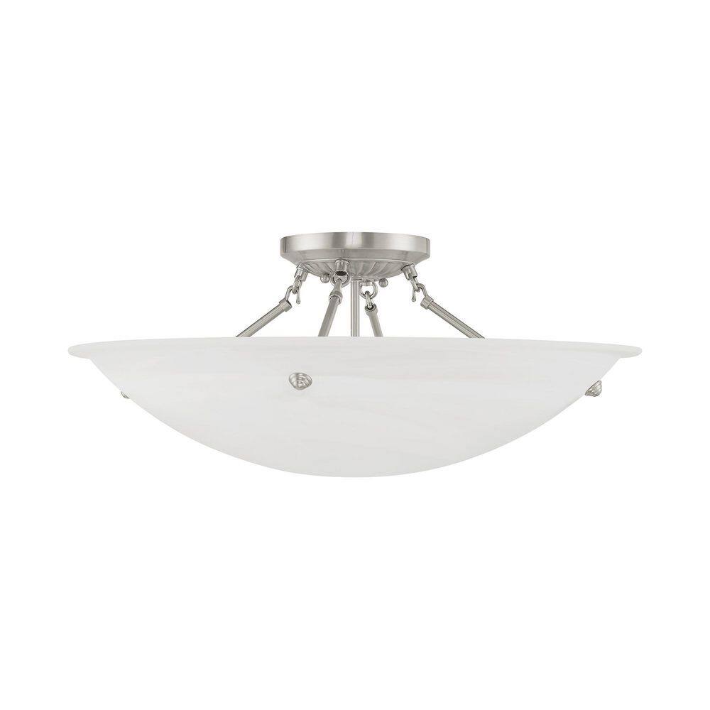 Elegant Brushed Nickel 4-Light Ceiling Fixture with White Alabaster Glass
