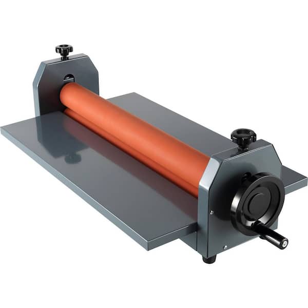 51 in. Cold Roll Laminator Machine, 10 mm Manual Vinyl Gray Food Vacuum Sealer with Hand Crank Pressure Orange