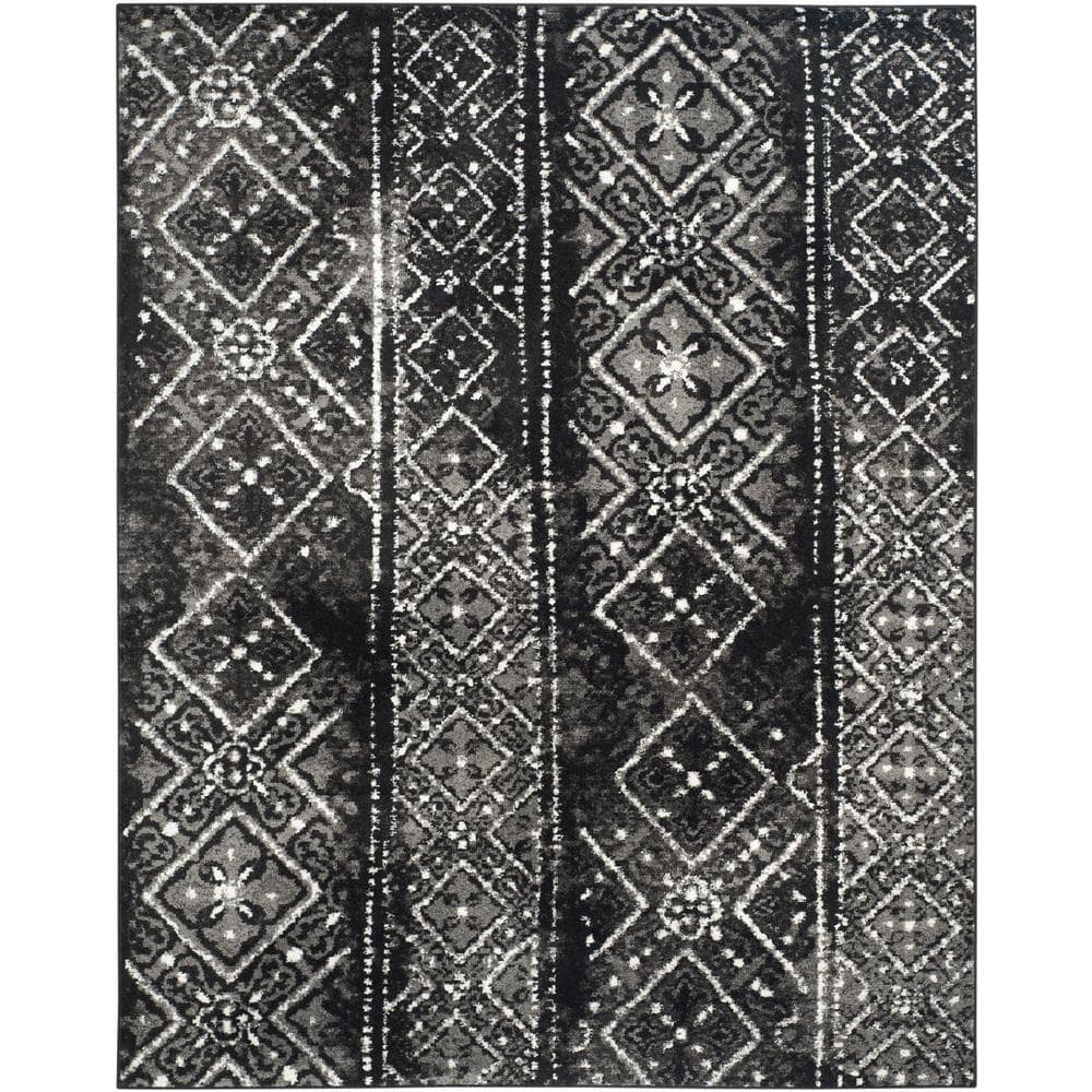 Black/Silver-Adirondack Collection ADR111C Moroccan Boho Distressed offers Non-Shedding