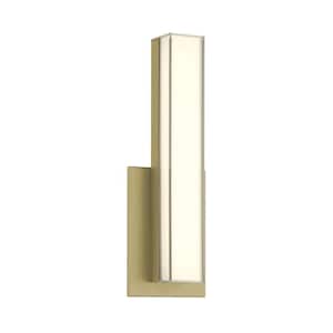Vantage 4.75 in. 1-Light Ashen Brass Dimmable CCT LED Wall Sconce with Double Clear and White Acrylic Shade