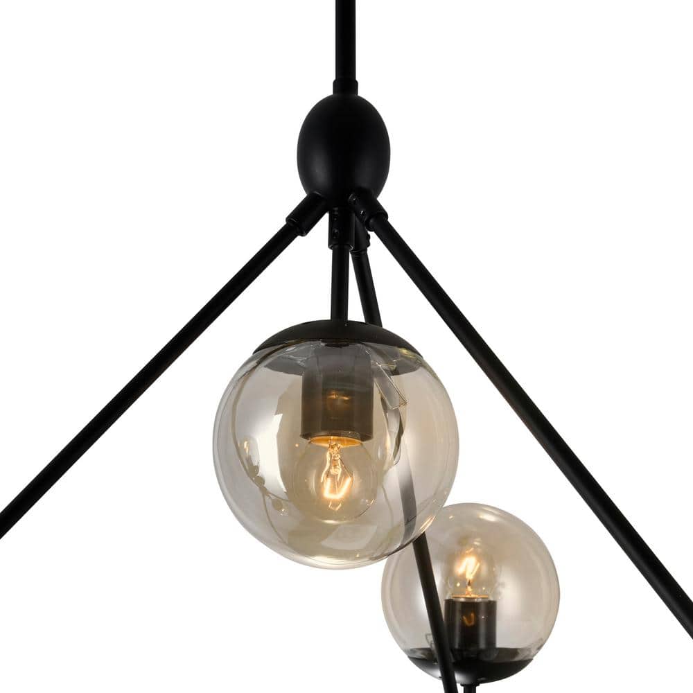 Astralis 39" Black Stainless Steel Sputnik Chandelier with Clear Glass
