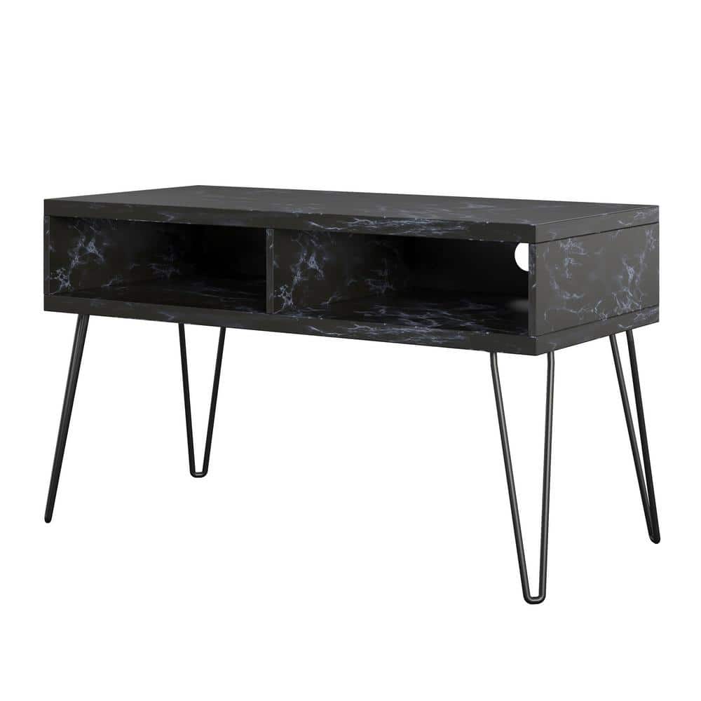 Athena 42'' Sleek Black Faux Marble TV Stand