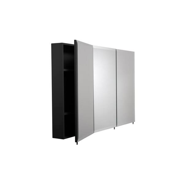 Croydex Easy Hang 48 in. W x 30 in. H Rectangular Black Stainless Steel Surface Mount Medicine Cabinet with Mirror