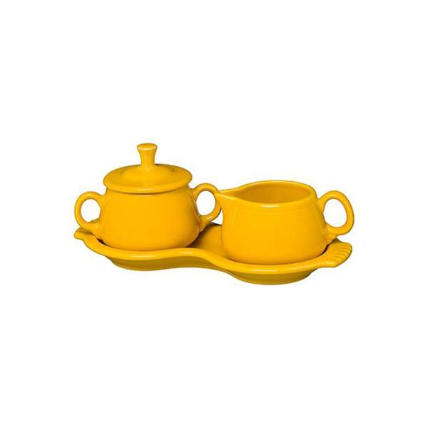 Fiesta 15 oz. 3-Piece Daffodil Sugar Bowl and Creamer Tray Set-821342U ...