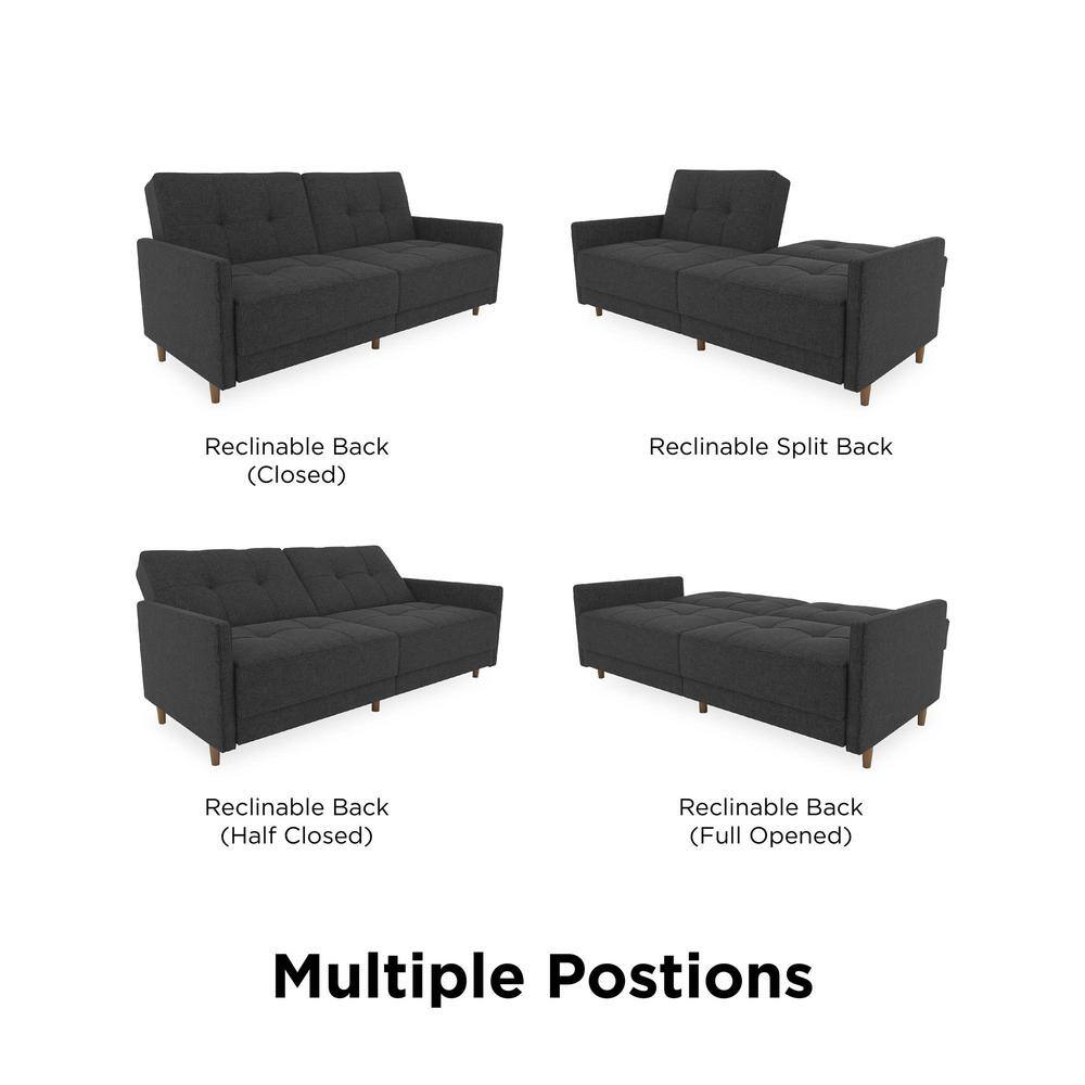 Andora Gray Linen Tufted Twin Sleeper Sofa with Wood Legs