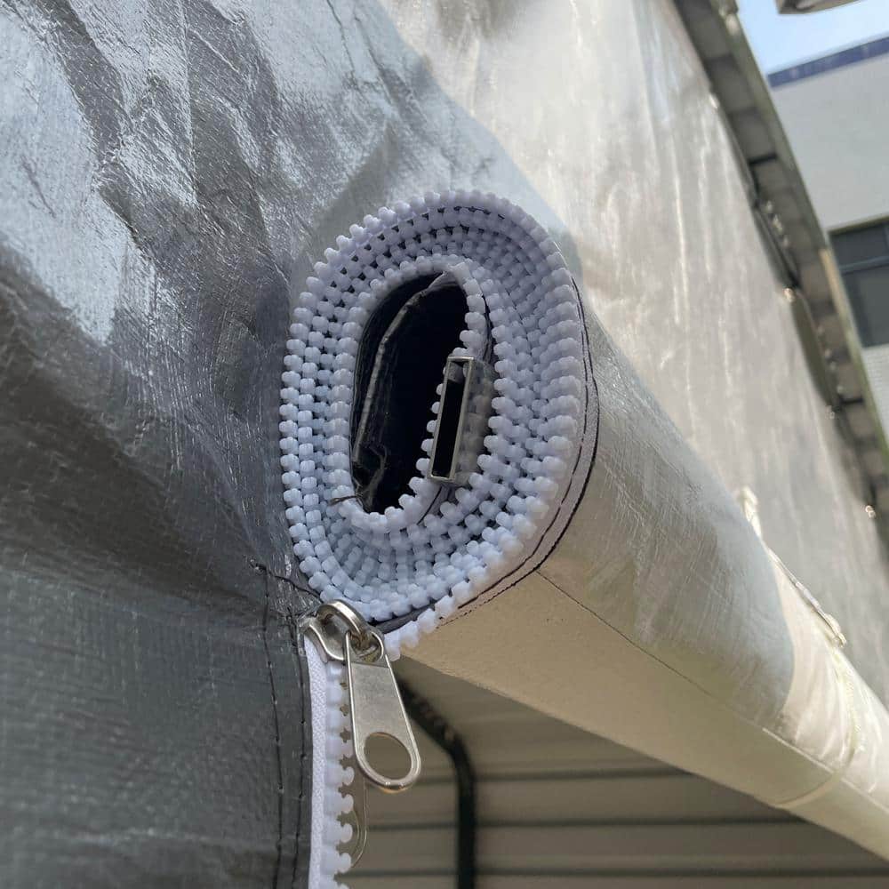 Black Waterproof PE Fabric Carport Sidewall Kit for 12 x 25 ft Metal Frame