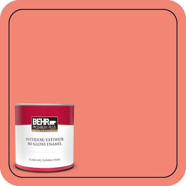 BEHR PREMIUM PLUS 1 qt. #T16-07 Coralette Hi-Gloss Enamel Interior/Exterior Paint & Primer