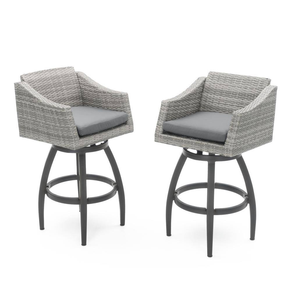 RST BRANDS Cannes Swivel Wicker Outdoor Barstools with Sunbrella