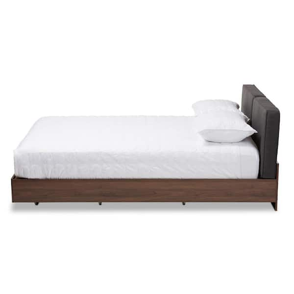 Baxton Studio Iselin Dark Gray and Walnut Brown Queen Storage Bed