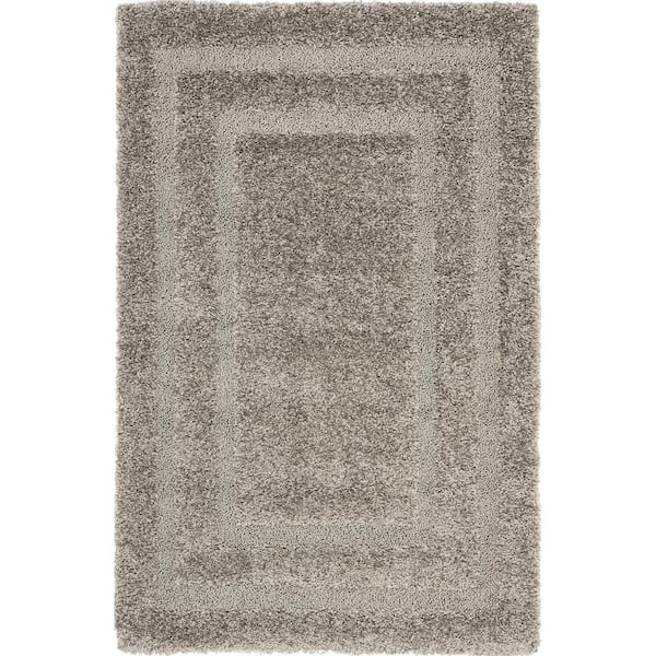 SAFAVIEH Florida Shag Gray 3 ft. x 5 ft. Border Area Rug