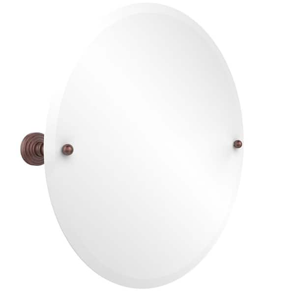 Allied Brass Waverly Place Collection 22 in. x 22 in. Frameless Round Single Tilt Mirror with Beveled Edge in Antique Copper
