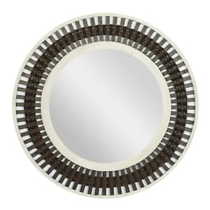 36 in. x 36 in. Brown Wood Contemporary Round Wall Mirror