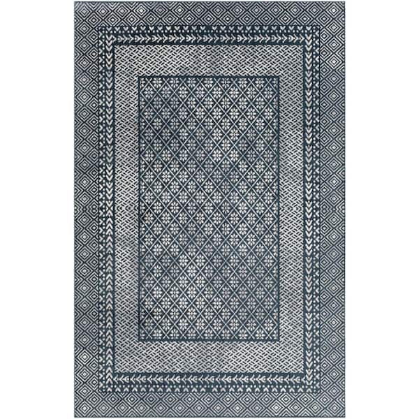Livabliss Silvera Navy 8 ft. x 10 ft. Indoor Machine-Washable Area Rug