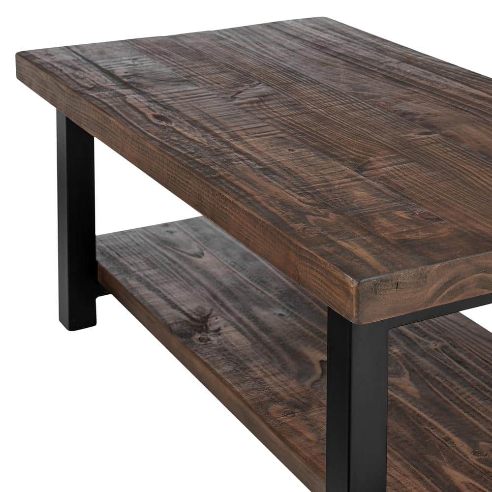 Pomona 42" Rustic Natural Wood and Metal Coffee Table