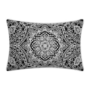 Black Arabasque Embroidered Indoor/Outdoor 12 x 18 Decorative Pillow