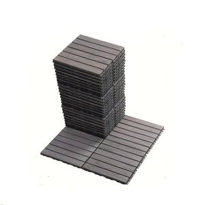 1 ft. x 1 ft. 6-Slats Acacia Wood Deck Tiles in Gray (30 Per Box)