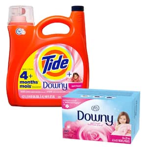 146 fl. oz. Downy April Fresh Scent Liquid Laundry Detergent (94 Loads) + April Fresh Dryer Sheets (240-CNT) Bundle
