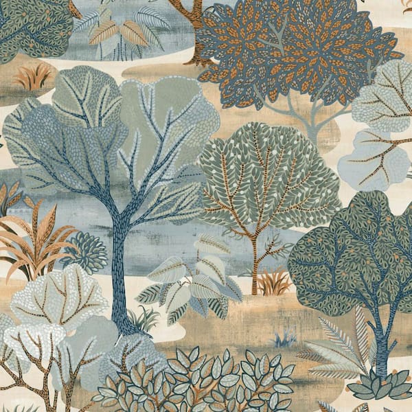 Allure Forest Blue Wallpaper Sample