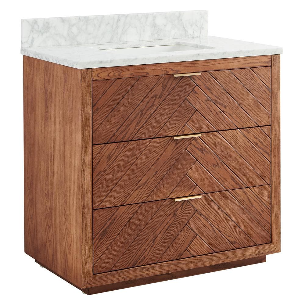 Baker 36" Ash Wood Vanity with Carrara Marble Top