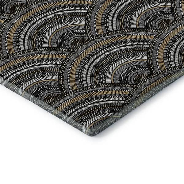 Mayfield Premium Machine Washable Abstract AMF984 Black 2 ft. 6 in. x 3 ft. 10 in. Area Rug