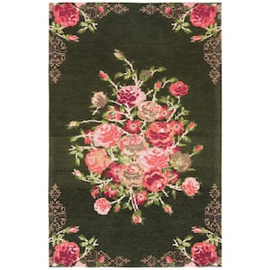 Classic Vintage Black/Red 3 ft. x 5 ft. Floral Geometric Area Rug