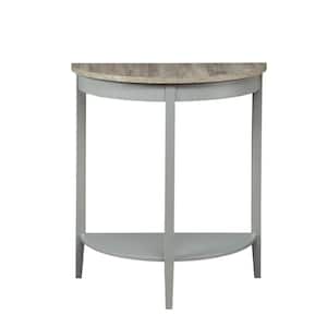 26 in. Brown/Gray Half Moon Wood Console Table with Storage