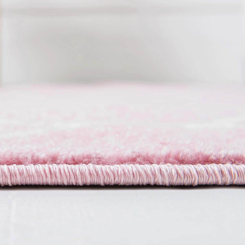 Pink Rectangular Stain-Resistant Synthetic Area Rug