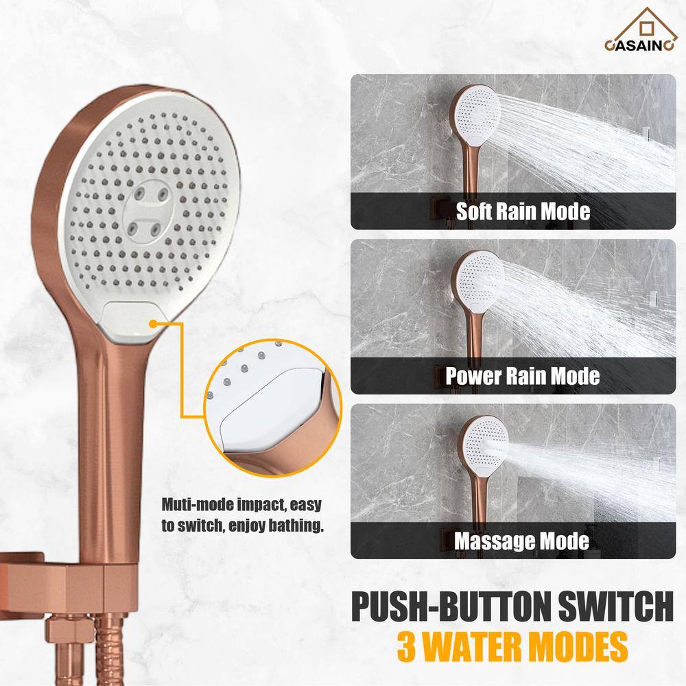 Brushed Rose Gold Stainless Steel Ceiling Mounted Shower System